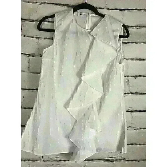 Arkis Punto Womens Size 6 White Sleeveless Ruffled Tank Top - Picture 1 of 5